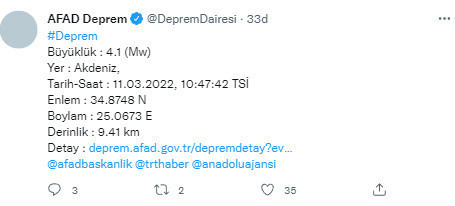 Deprem oldu! AFAD büyüklüğünü açıkladı - Resim: 0