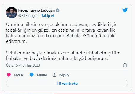 Cumhurbaşkanı Erdoğan'dan "Babalar Günü" mesajı - Resim: 0