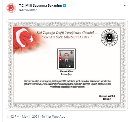 Pençe-Yıldırım Harekatı’nda ağır yaralanan Piyade Uzman Çavuş Ahmet Asan şehit düştü - Resim: 0
