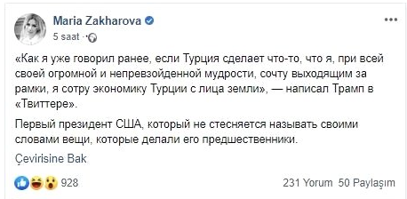 Trump'ın Türkiye'nin ekonomisini yok ederim tehdidine Rusya'dan ilk yorum geldi - Resim: 0