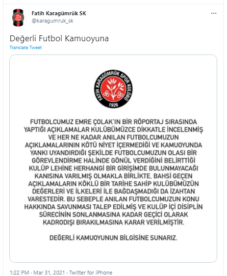 Fatih Karagümrük'te Emre Çolak kadro dışı bırakıldı - Resim: 0