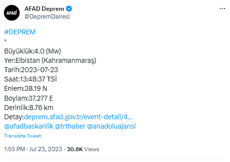 Kahramanmaraş'ta deprem oldu! Vatandaşlar büyük panik yaşadı! AFAD'dan açıklama var - Resim: 0