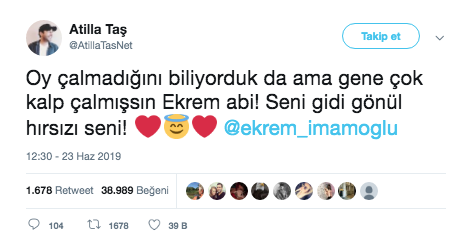 Gönül hırsızı diyen Atilla Taş'tan güldüren Ekrem İmamoğlu paylaşımı - Resim: 2