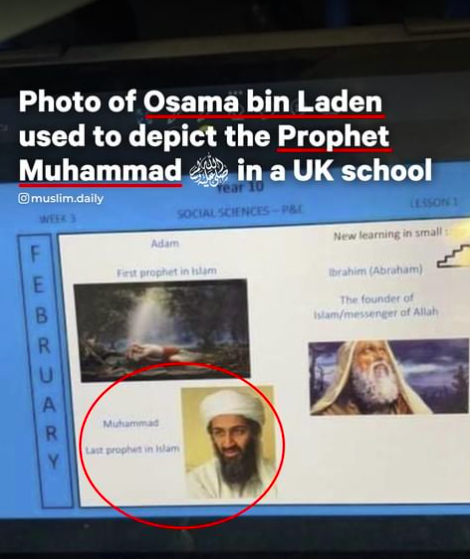 Din dersinde Hz. Muhammed diye Bin Ladin'in fotoğrafını kullandı! - Resim: 0