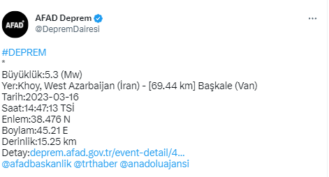 Van'da hissedilen deprem oldu! AFAD'dan son dakika açıklaması İran şiddetli sallandı - Resim: 0