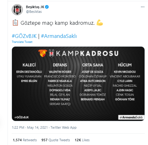 Beşiktaş'ın Göztepe kadrosu açıklandı - Resim: 0