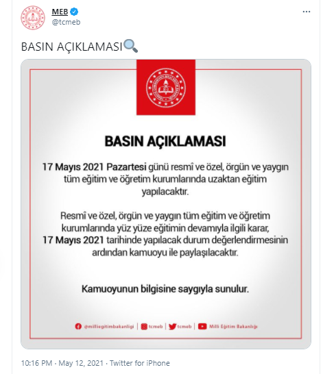 17 Mayıs'ta tekrar başlıyor! MEB'den uzaktan ve yüz yüze eğitim açıklaması - Resim: 0