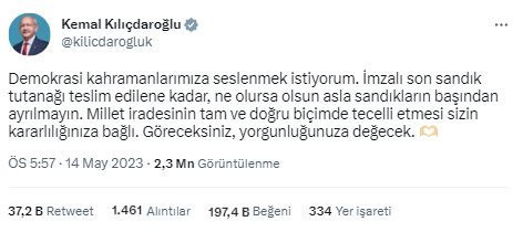 Cumhurbaşkanı adayı Kemal Kılıçdaroğlu'ndan 'sandıkların başından ayrılmayın' uyarısı - Resim: 0