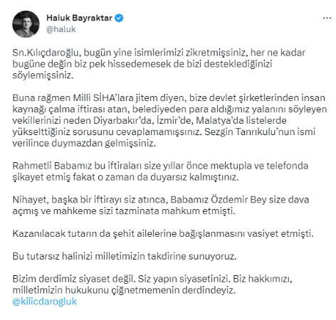 Kemal Kılıçdaroğlu 'fotoğraflar var' dedi Haluk Bayraktar yanıt verdi: Babam size dava açmıştı - Resim: 0