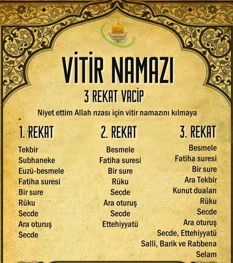 Vitir namazı nasıl kılınır tablolu detaylı anlatım Diyanet sayfası - Resim: 1