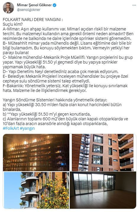 İzmir'de Folkart Sitesi'ndeki yangında suçlu kim? Mimar Gökner: Bu konuyu söylemekten bıktım - Resim: 1