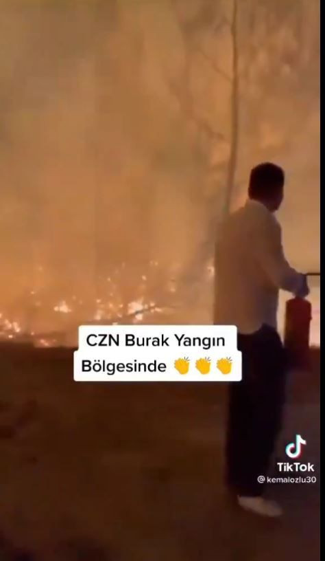 CZN Burak'tan Antalya yangınında ev tipi söndürücüyle 'şov' Rezil oldu! - Resim: 2