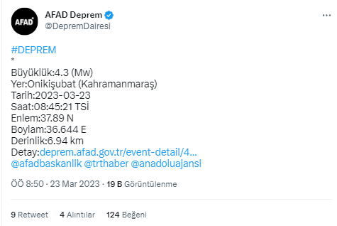 Kahramanmaraş ve Hatay'da deprem oldu! AFAD depremlerin şiddetini açıkladı - Resim: 0