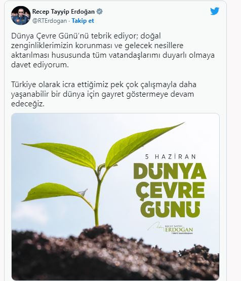 Cumhurbaşkanı Erdoğan'dan 'Dünya Çevre Günü' mesajı - Resim: 0