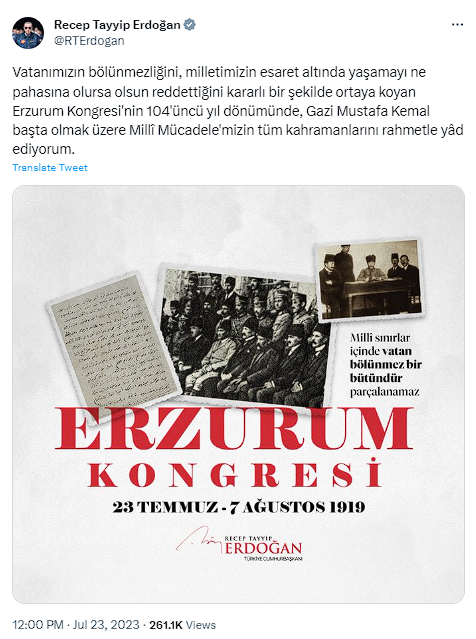 Cumhurbaşkanı Erdoğan'dan Erzurum Kongresi paylaşımı - Resim: 0