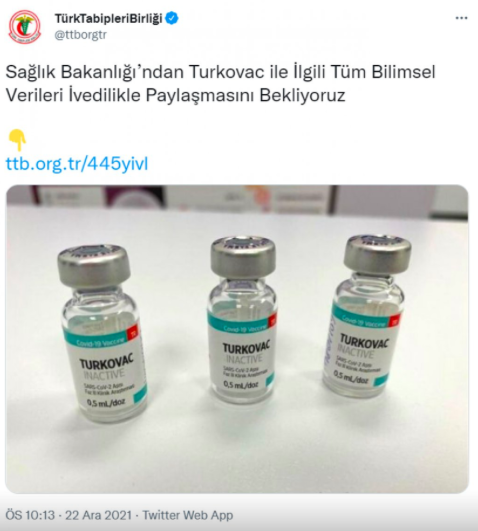 Türk Tabipler Birliği'nden Sağlık Bakanlığı'na Turkovac sorgusu - Resim: 0