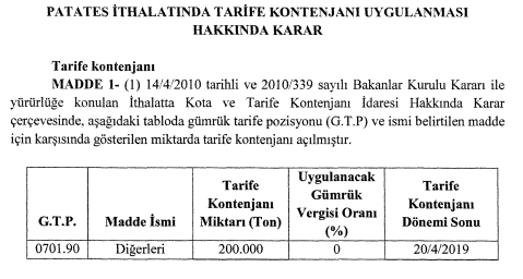 Patates ithalatında gümrük vergisi sıfırlandı - Resim: 0