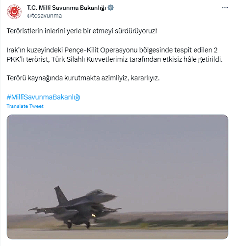 MSB duyurdu; Irak'ın kuzeyinde 2 terörist etkisiz hale getirildi - Resim: 0