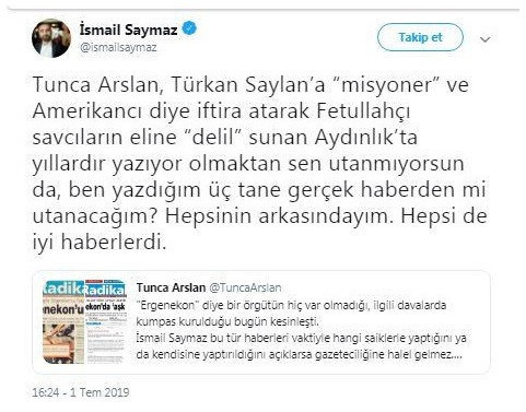 İsmail Saymaz Ergenekon haberlerimin arkasındayım dedi sonra twiti sildi - Resim: 0