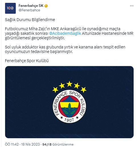 Fenerbahçe açıkladı! Miha Zajc'ın sakatlığı belli oldu - Resim: 0