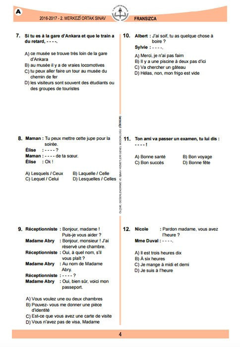 TEOG Fransızca soruları ve cevap anahtarları 2017 tüm kitapçıklara göre - Resim: 3