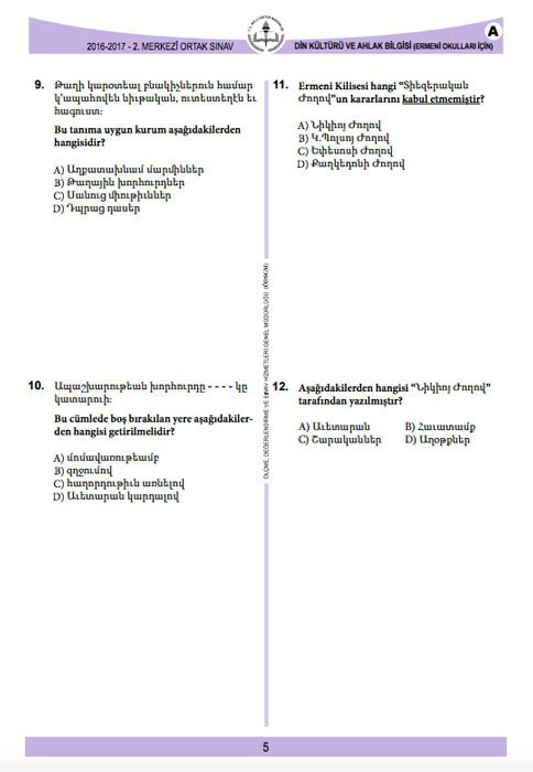 TEOG Din Kültürü ve Ahlak Bilgisi (Ermeni) soruları ve cevap anahtarları 2017 tüm kitapçıklara göre - Resim: 4