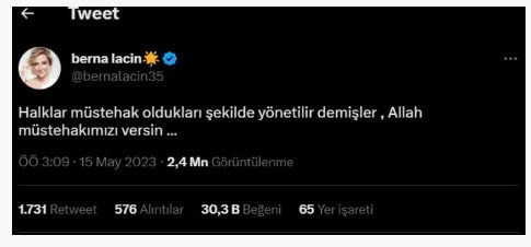 Seçimde Erdoğan'ın önde olması Berna Laçin'i rahatsız etti - Resim: 0