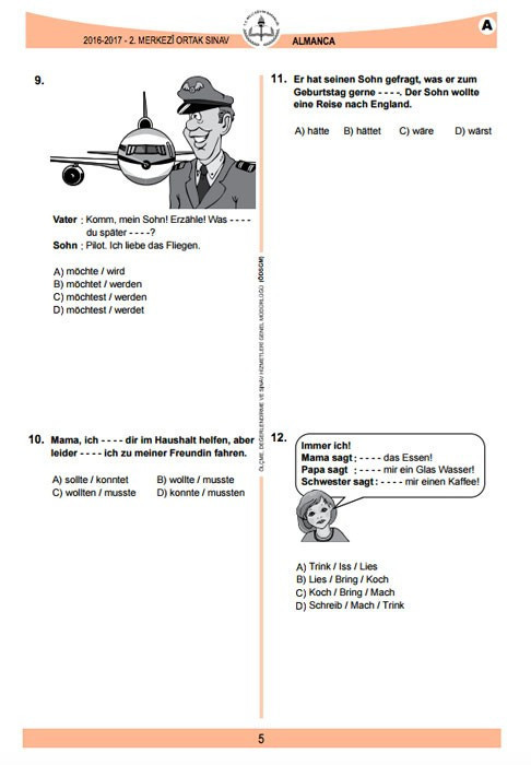 TEOG Almanca soruları ve cevap anahtarları 2017 tüm kitapçıklara göre - Resim: 4