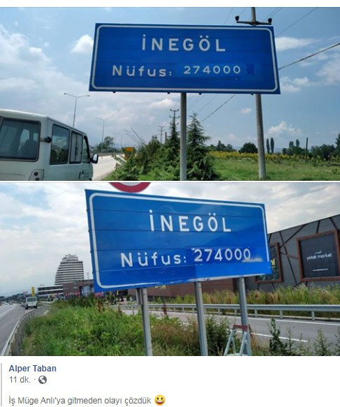 İnegöl Belediyesi yanlış nüfus tabelasını düzeltti: İş Müge Anlı'ya gitmeden çözdük - Resim: 0
