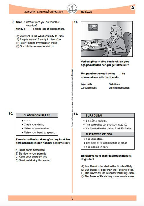 TEOG İngilizce soruları ve cevap anahtarları 2017 tüm kitapçıklara göre - Resim: 4