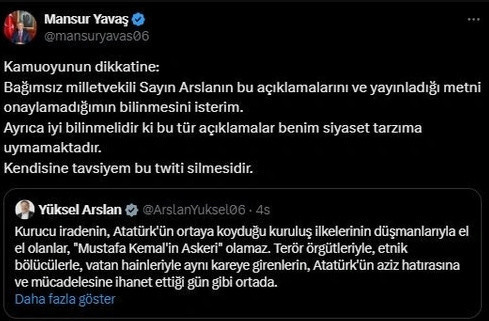 Yüksel Arslan'ın paylaşımı krize sebep oldu! Mansur Yavaş'tan tepki - Resim: 2