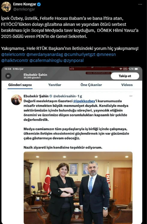 Emre Kongar'dan İpek Özbey'e RTÜK tepkisi - Resim: 1