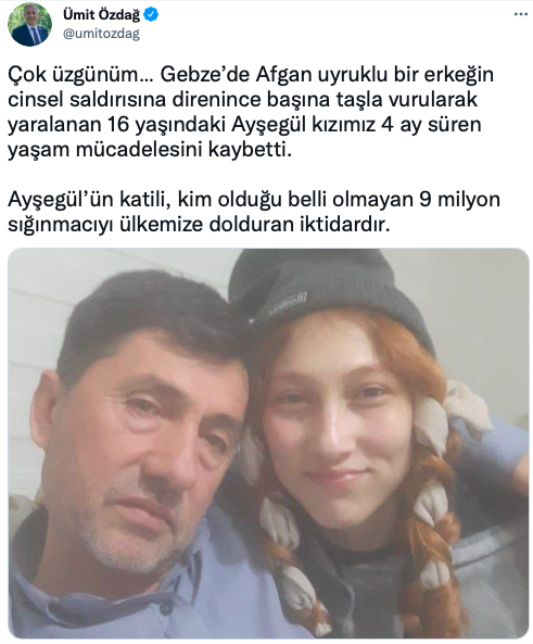 Ümit Özdağ faturayı iktidara kesti! Ayşegül'ün katili sığınmacıları dolduran iktidardır - Resim: 0