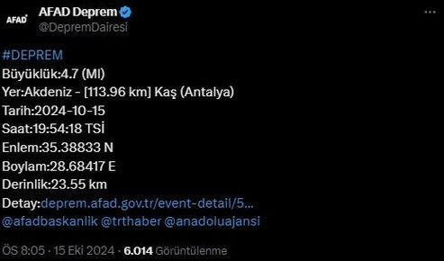 Antalya'da şiddetli deprem! - Resim: 0