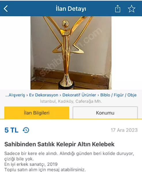 Mabel Matiz Altın Kelebek ödülünü satışa çıkardı, ilanı görenler şoke oldu - Resim: 0