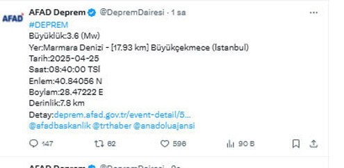 İstanbul'da yeni deprem oldu! AFAD duyurdu - Resim: 0