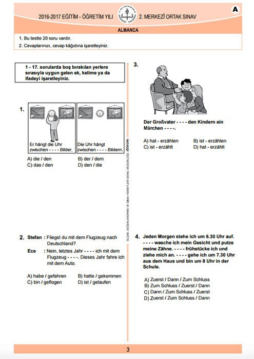 TEOG Almanca soruları ve cevap anahtarları 2017 tüm kitapçıklara göre - Resim: 2