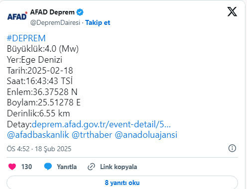 Ege'de 4 büyüklüğünde bir deprem daha oldu - Resim: 0