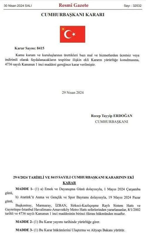 Resmi Gazete'de yayınlandı: Raylı sistem için 1 Mayıs kararı! - Resim: 0