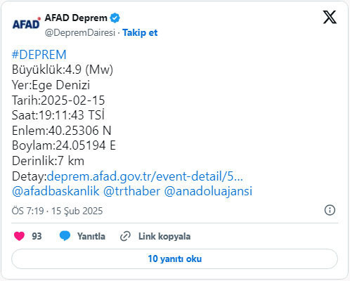 Ege Denizi'nde şiddetli deprem! Hareketlilik devam ediyor - Resim: 0