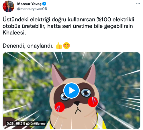 Mansur Yavaş'tan yerli elektrikli otobüs paylaşımı: Elektrikli otobüs üretebilirsin Khaleesi - Resim: 0