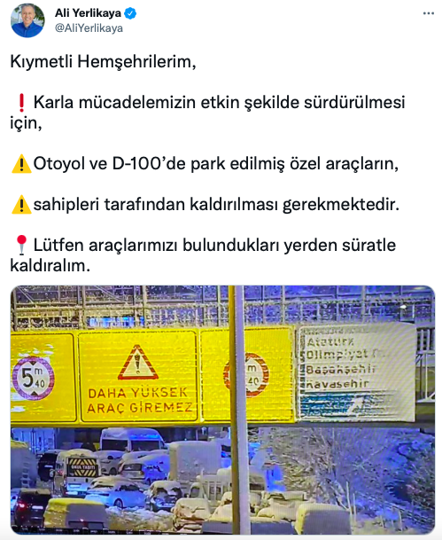 Vali Yerlikaya'dan flaş uyarı! Yollarda arabası kalanlar dikkat! - Resim: 0