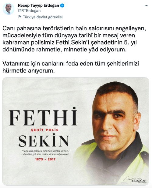 Cumhurbaşkanı Recep Tayyip Erdoğan'dan Fethi Sekin mesajı - Resim: 0