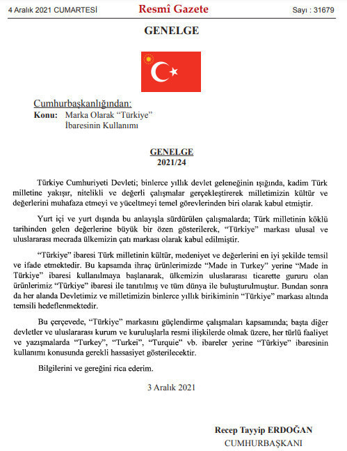 'Made in Turkey' yerine 'Made in Türkiye' - Resim: 0