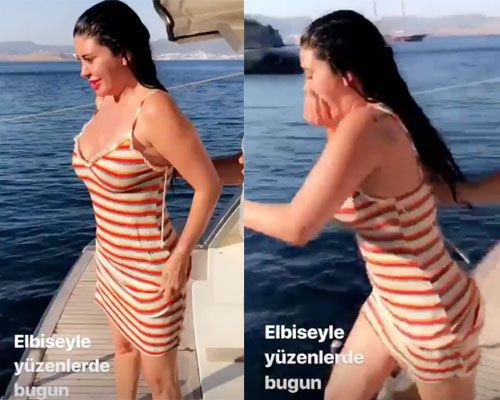 Ebru Polat elbiseyle denize girdi takipçileri 'bu kadarı yetti' deyip isyan etti - Resim: 2