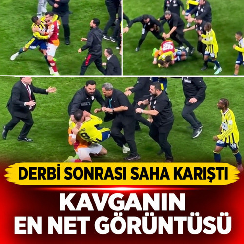 Galatasaray-Fenerbahçe derbisinin sonunda çıkan kavganın en net görüntüsü