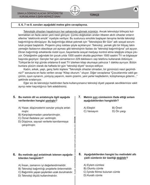 LGS soruları ve cevapları yayınlandı! İşte LGS sonu ve cevapları - Resim: 4
