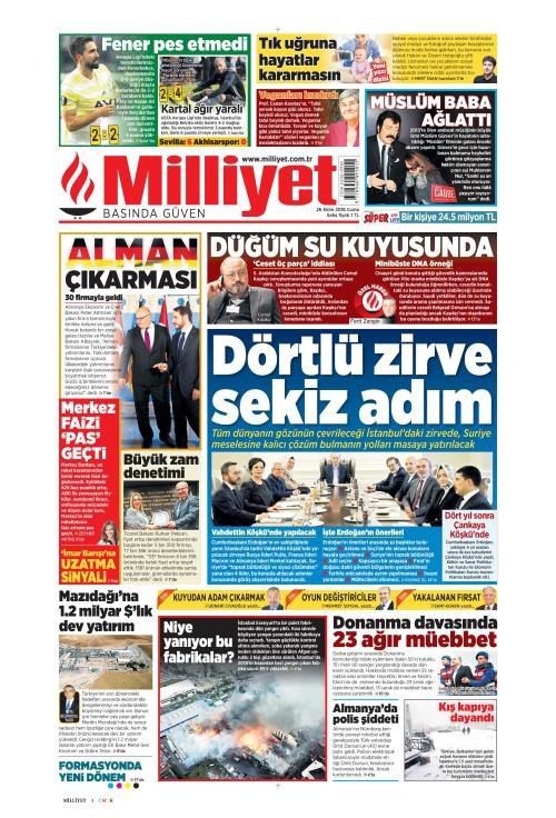 Gazete manşetleri 26 Ekim 2018 Sözcü - Hürriyet - Posta - Milliyet - Resim: 4