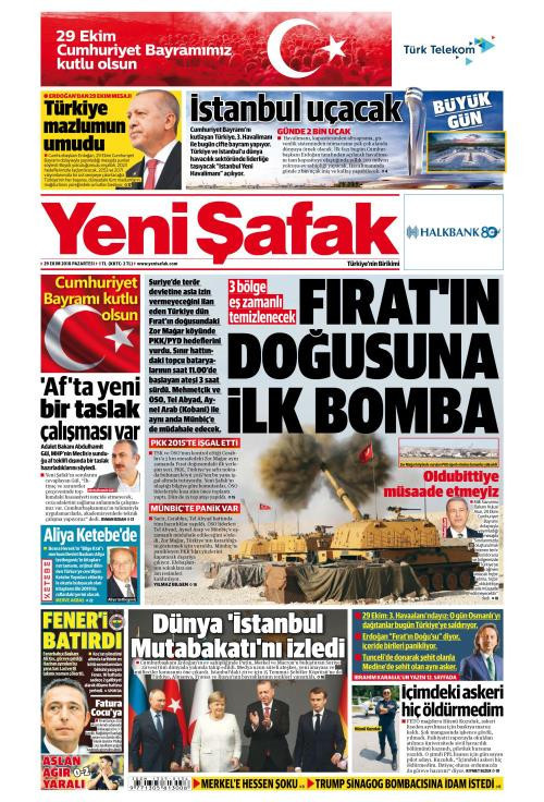 Gazete manşetleri 29 Ekim 2018 Milliyet - Sabah - Sözcü - Hürriyet - Resim: 1