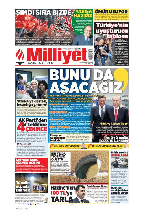 Gazete manşetleri 27 Eylül 2018 Sabah - Yeni Şafak - Hürriyet - Milliyet - Resim: 4